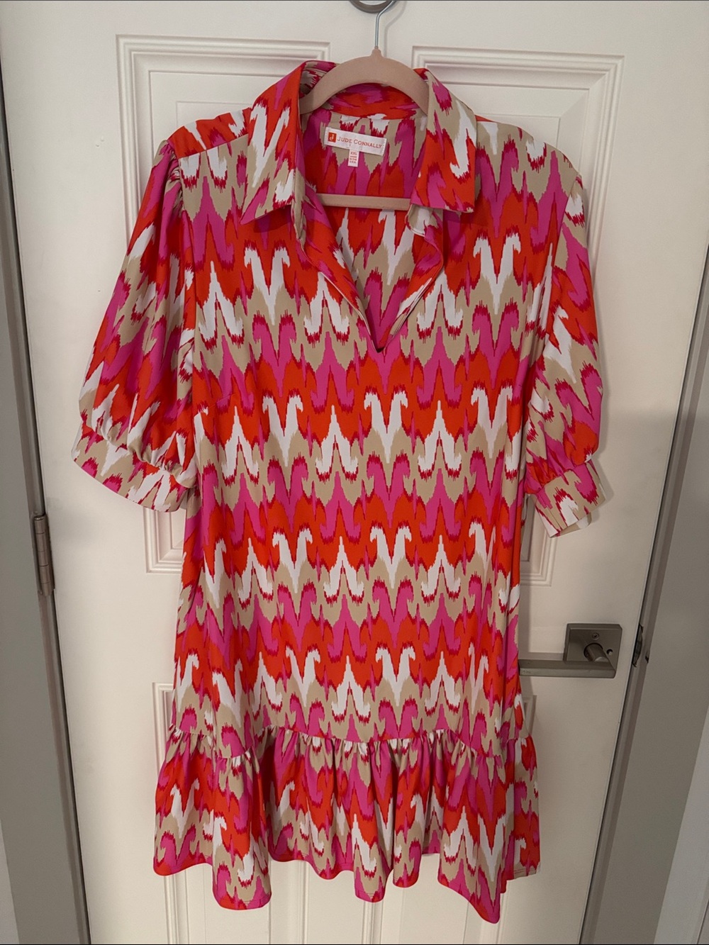 Jude Connally Pink, Orange & Cream Printed Mini Dress